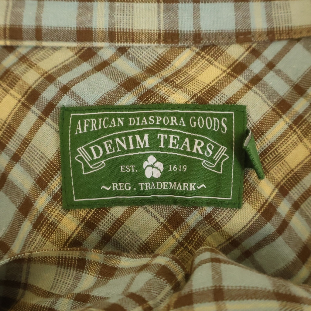 DENIM TEARS(デニムティアーズ) Cotton Wreath Western Button Up コットン 長袖チェックシャツ イエロー/ブルー