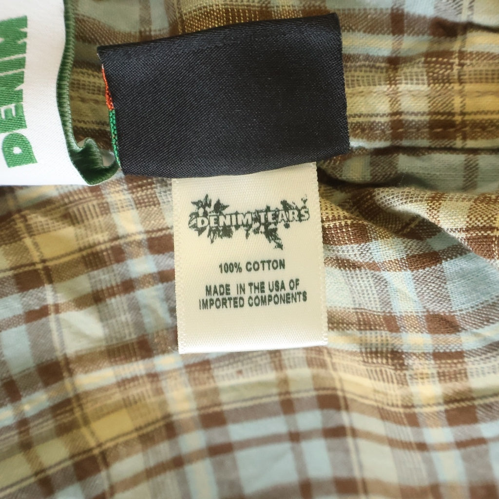 DENIM TEARS(デニムティアーズ) Cotton Wreath Western Button Up コットン 長袖チェックシャツ イエロー/ブルー