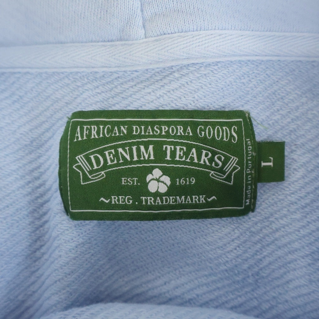 DENIM TEARS(デニムティアーズ) Cotton Wreath PullOver Hoddie コットン フラワー プルオーバーパーカー ブルー/ホワイト
