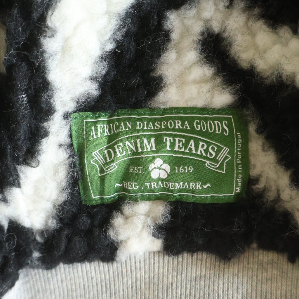 DENIM TEARS(デニムティアーズ) Zebra Lined Zip Hoodie ゼブラ柄 ジップアップパーカー SS24CH0005 グレー/ブラック