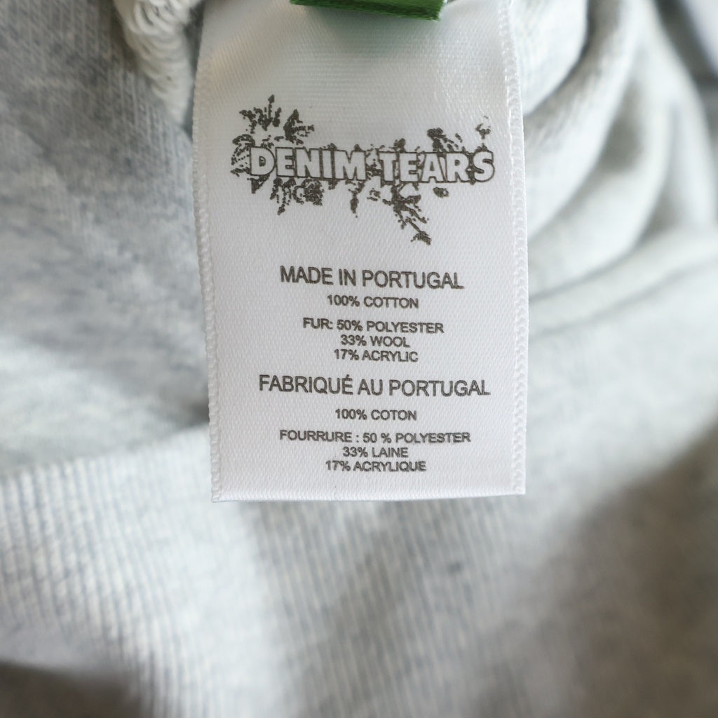 DENIM TEARS(デニムティアーズ) Zebra Lined Zip Hoodie ゼブラ柄 ジップアップパーカー SS24CH0005 グレー/ブラック