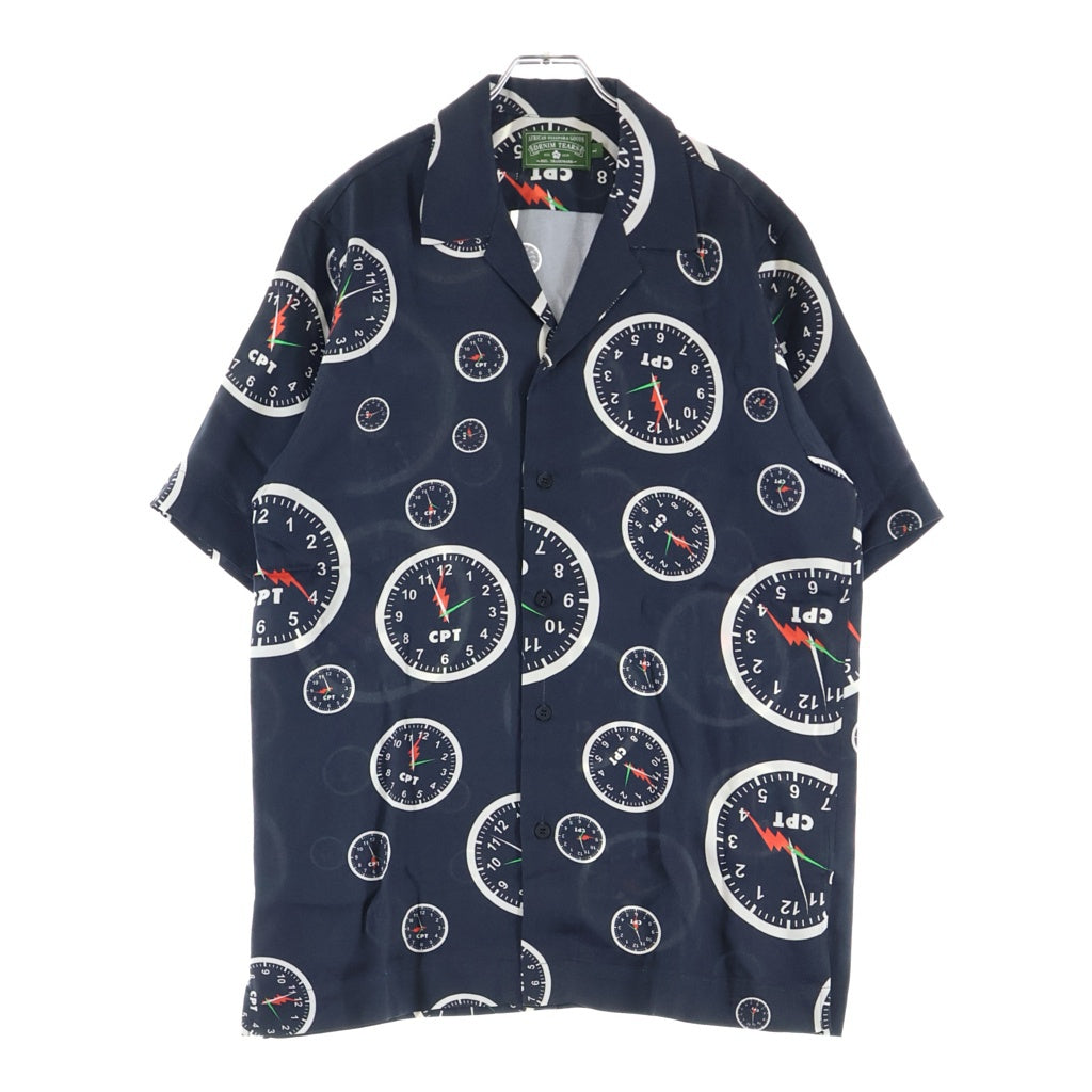 DENIM TEARS(デニムティアーズ) CPT Clock Shirt 時計柄 半袖シャツ ネイビー