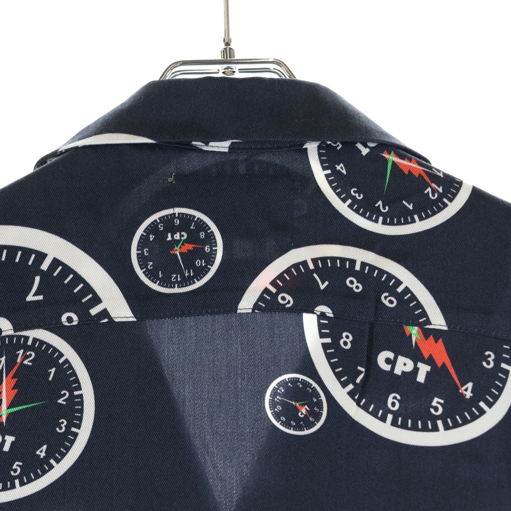 DENIM TEARS(デニムティアーズ) CPT Clock Shirt 時計柄 半袖シャツ ネイビー