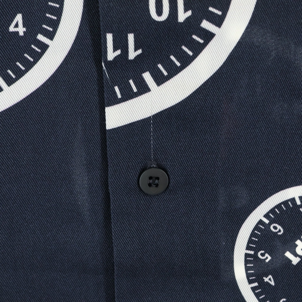 DENIM TEARS(デニムティアーズ) CPT Clock Shirt 時計柄 半袖シャツ ネイビー