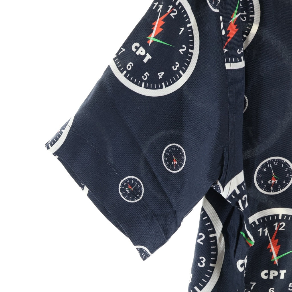 DENIM TEARS(デニムティアーズ) CPT Clock Shirt 時計柄 半袖シャツ ネイビー