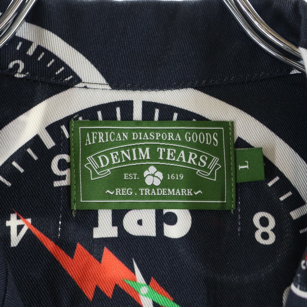 DENIM TEARS(デニムティアーズ) CPT Clock Shirt 時計柄 半袖シャツ ネイビー