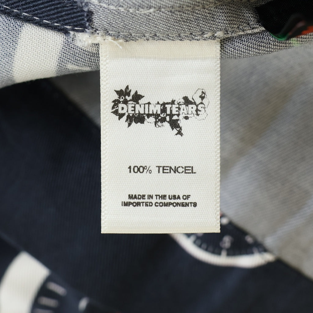 DENIM TEARS(デニムティアーズ) CPT Clock Shirt 時計柄 半袖シャツ ネイビー