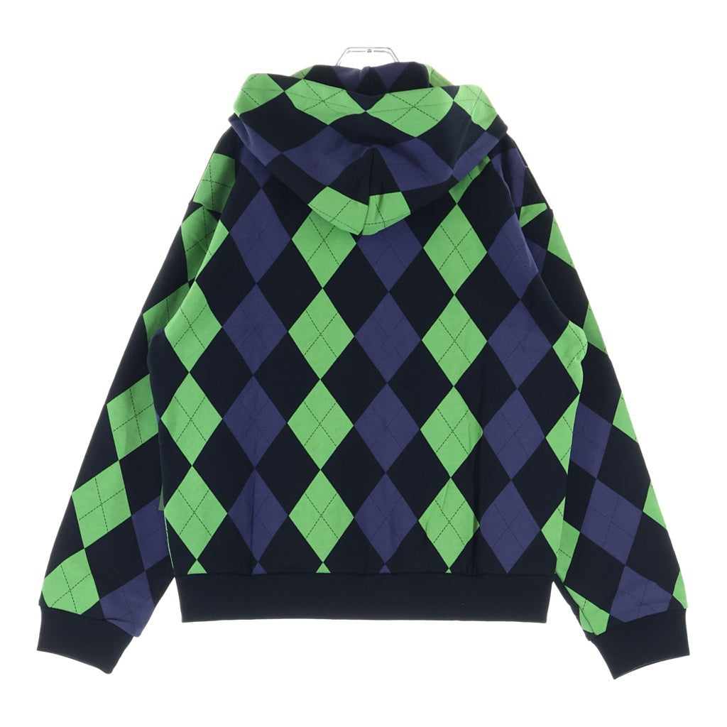 DENIM TEARS(デニムティアーズ) Intarsia Zip Up Plaid Hoodie 総柄 ジップアップフーディー スウェットパーカー グリーン/パープル