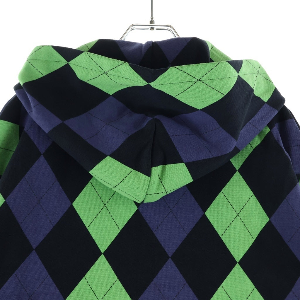 DENIM TEARS(デニムティアーズ) Intarsia Zip Up Plaid Hoodie 総柄 ジップアップフーディー スウェットパーカー グリーン/パープル