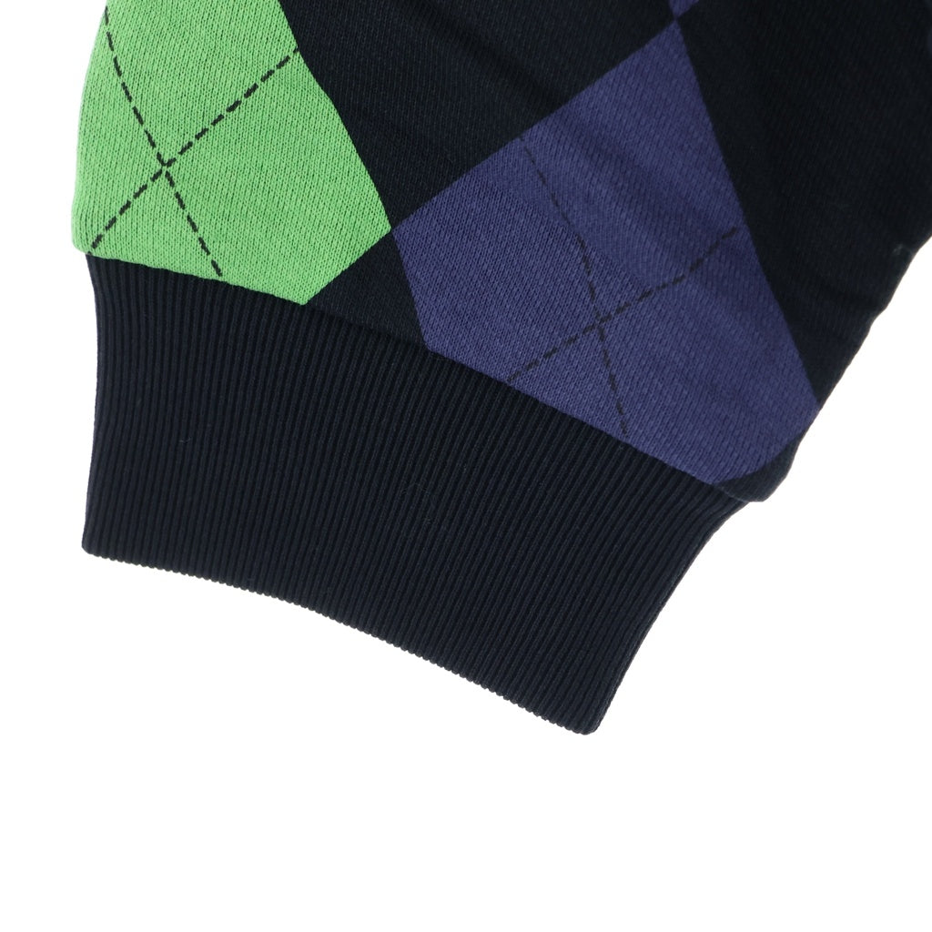 DENIM TEARS(デニムティアーズ) Intarsia Zip Up Plaid Hoodie 総柄 ジップアップフーディー スウェットパーカー グリーン/パープル
