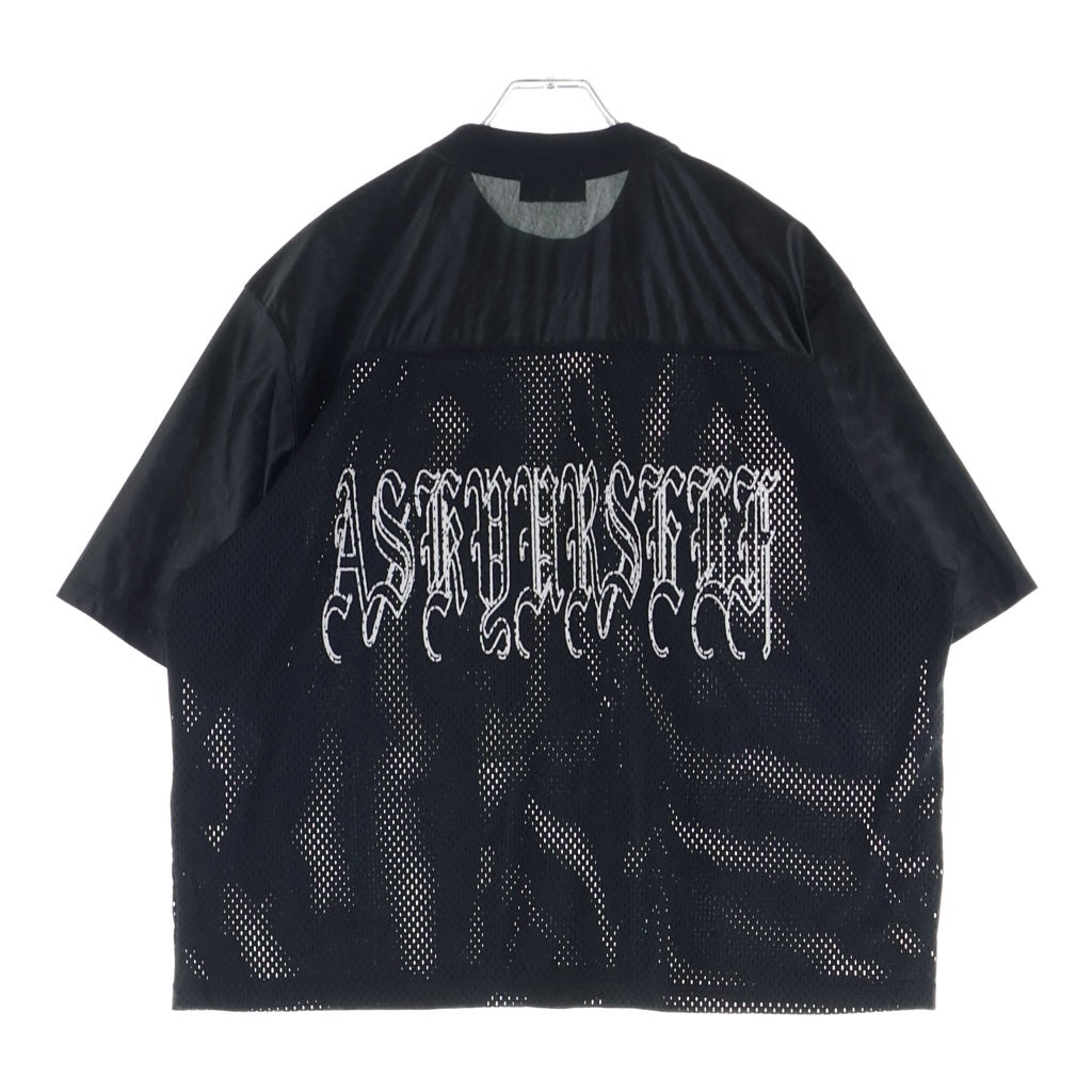 ASKYURSELF(アスクユアセルフ) MESH GOTH CROPPED JERSEY メッシュ クロップド 半袖Tシャツ カットソー ブラック