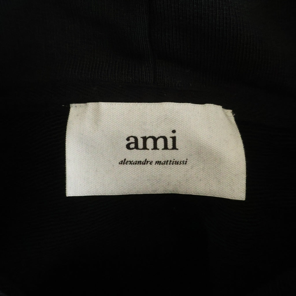 AMI Alexandre Mattiussi(アミアレクサンドルマテュッシ) Ami de Coeur Hoodie ハートロゴ刺繍 プルオーバーパーカー フーディー ブラック USW202.747 レディース