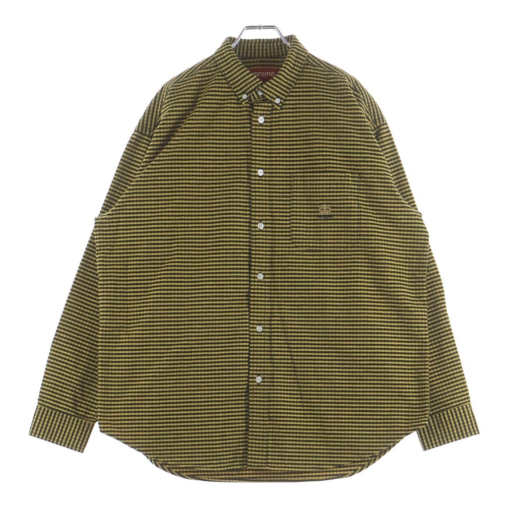 SUPREME(シュプリーム) 24SS Loose Fit Flannel Oxford Shirt ルーズフィット フランネル オックスフォード長袖シャツ イエロー/ブラック