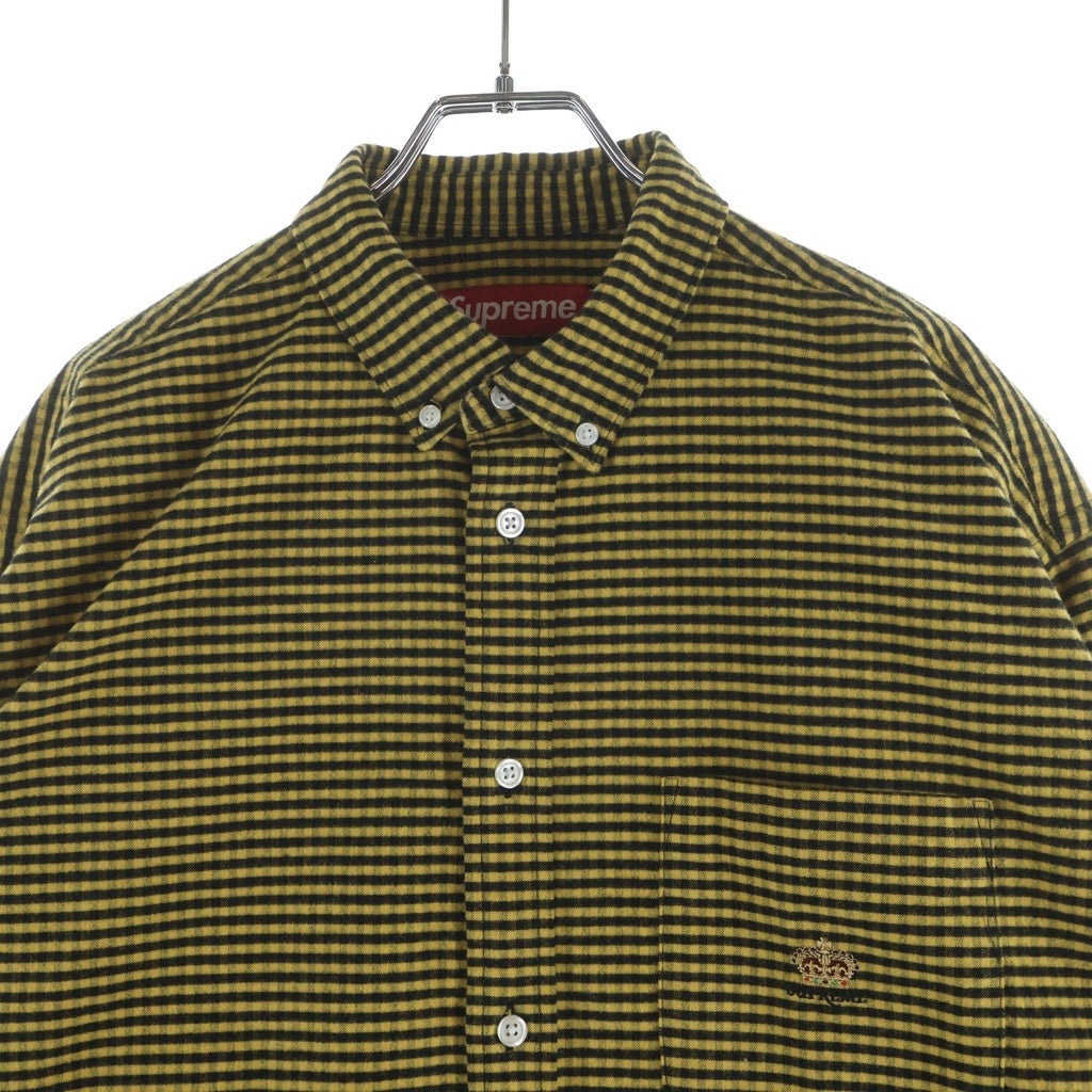 SUPREME(シュプリーム) 24SS Loose Fit Flannel Oxford Shirt ルーズフィット フランネル オックスフォード長袖シャツ イエロー/ブラック