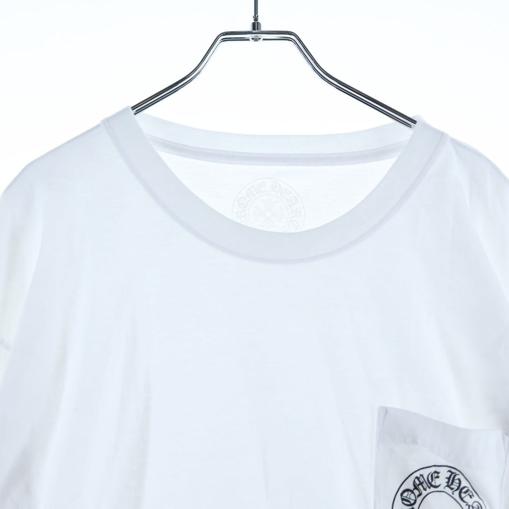 CHROME HEARTS(クロムハーツ) FLRL CRS HORSESHOE L/S バックホースシュー 袖フローラル ロングスリーブ 長袖Tシャツ カットソー ホワイト