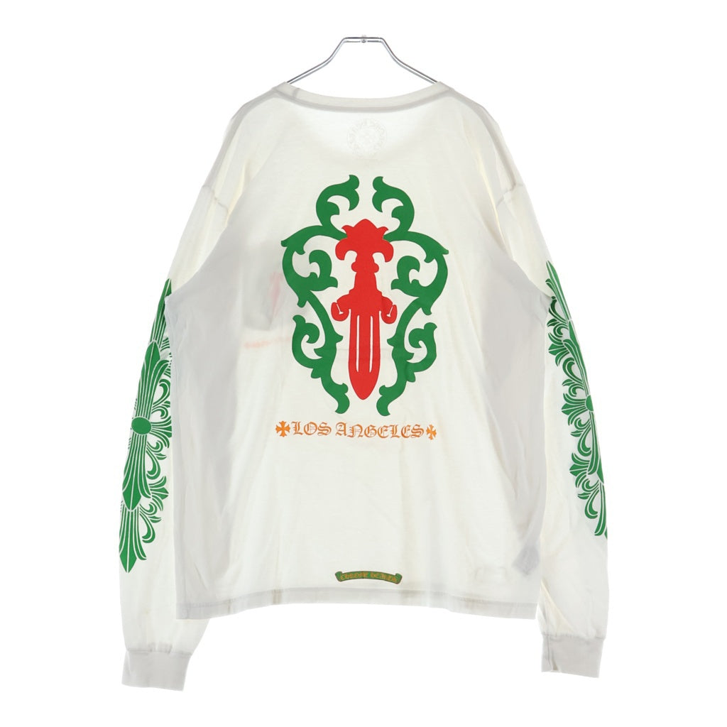 CHROME HEARTS(クロムハーツ) Los Angeles Limited Vine Dagger Print Long Sleeve Tee ロサンゼルス限定 ヴァインダガー プリント ロングスリーブ 長袖Tシャツ ホワイト/グリーン