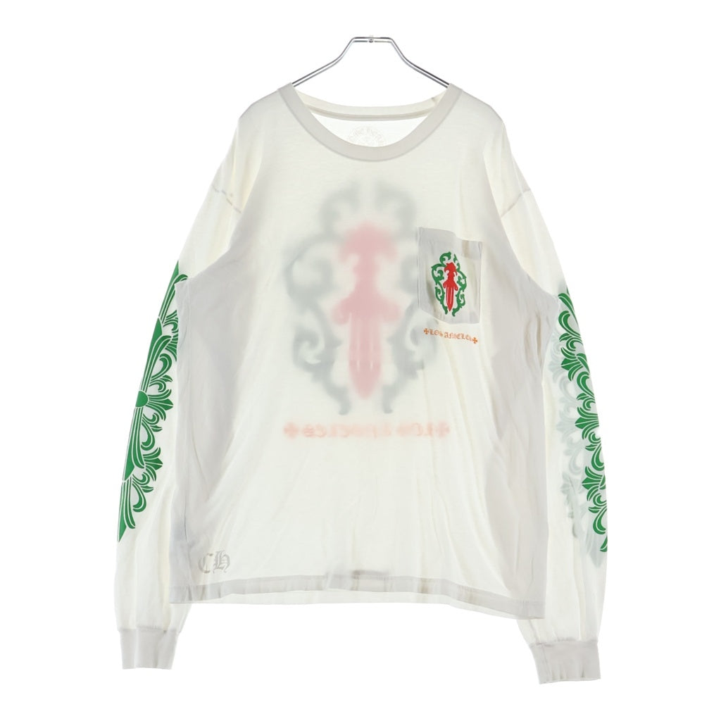 CHROME HEARTS(クロムハーツ) Los Angeles Limited Vine Dagger Print Long Sleeve Tee ロサンゼルス限定 ヴァインダガー プリント ロングスリーブ 長袖Tシャツ ホワイト/グリーン