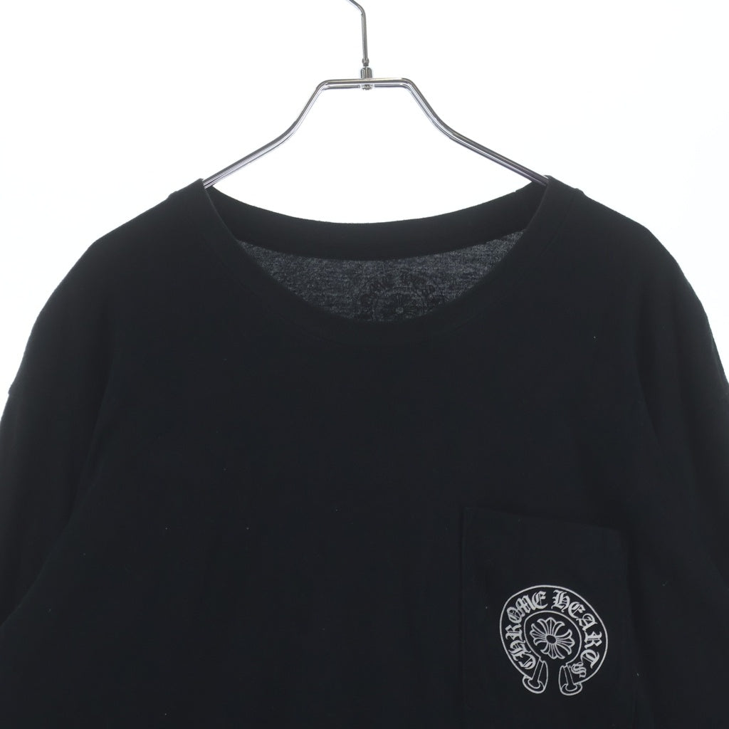 CHROME HEARTS(クロムハーツ) グラデーションロゴプリント ハリウッド限定 袖フローラル ホースシュー 長袖Tシャツカットソー ブラック