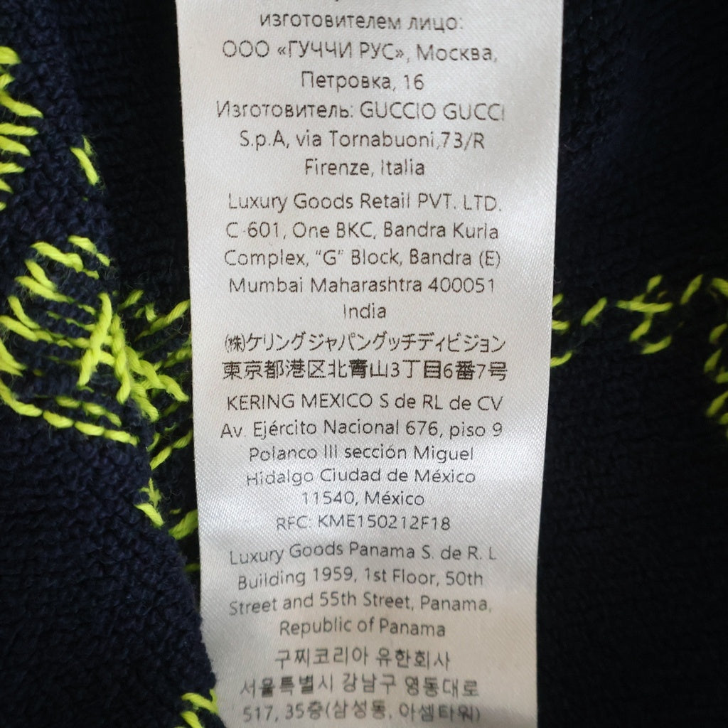 GUCCI(グッチ) 24SS GG Cotton Knit Sweatshirt GG総柄 コットン ジャガード クルーネックニットセーター ネイビー/イエロー 791043 XKD35