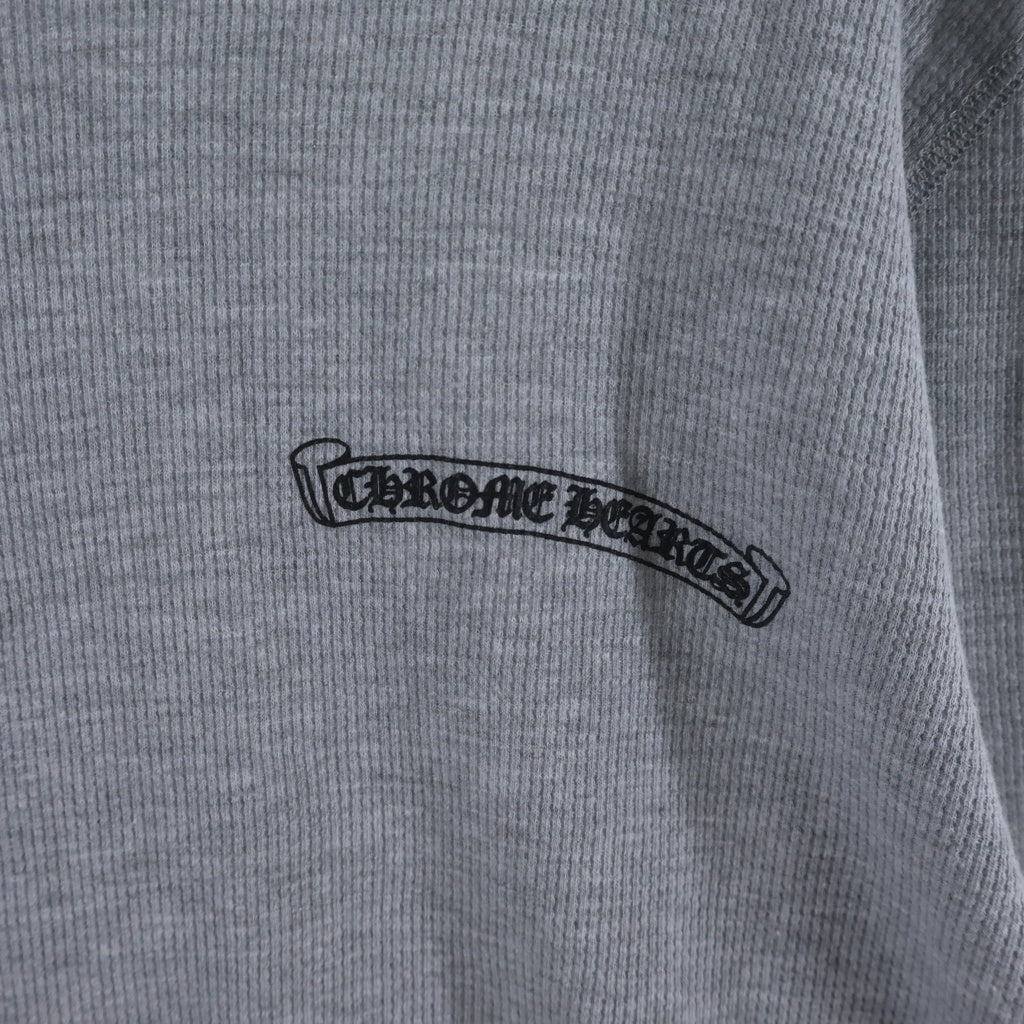 CHROME HEARTS(クロムハーツ) THERMAL L/S TEE アーム英字ロゴプリント サーマル 長袖Tシャツ ロングスリーブカットソー グレー