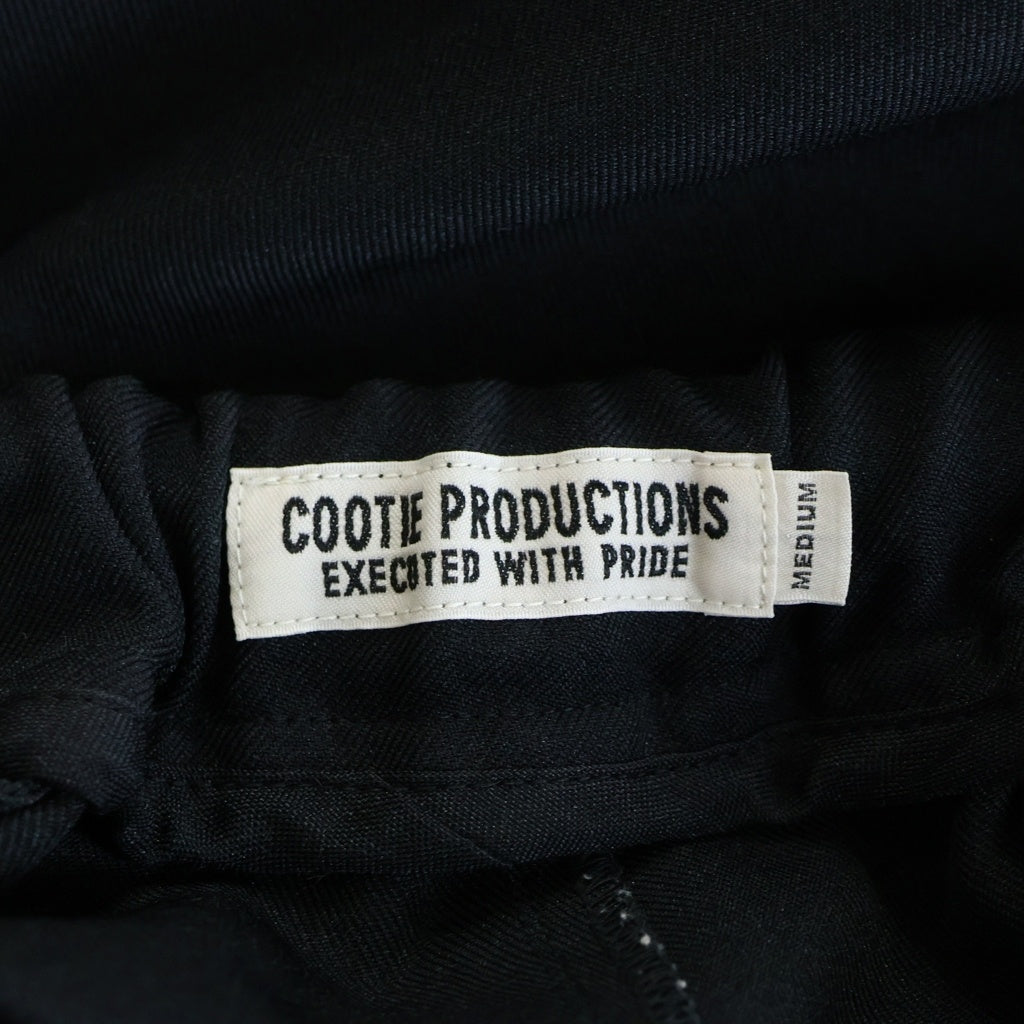 COOTIE PRODUCTIONS(クーティー プロダクションズ) Wool Saxony Track Pants ウール トラックパンツ ドローコード イージーパンツ フロントロゴ ブラック