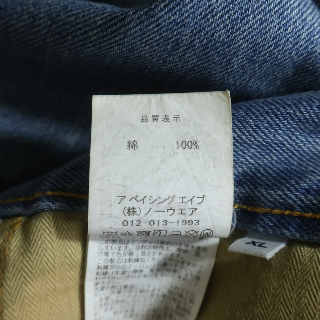 A BATHING APE(アベイシングエイプ) Blue Champion Regular Fit Jeans バッグワッペンデザイン デニム パンツ インディゴ 001DPK221002F