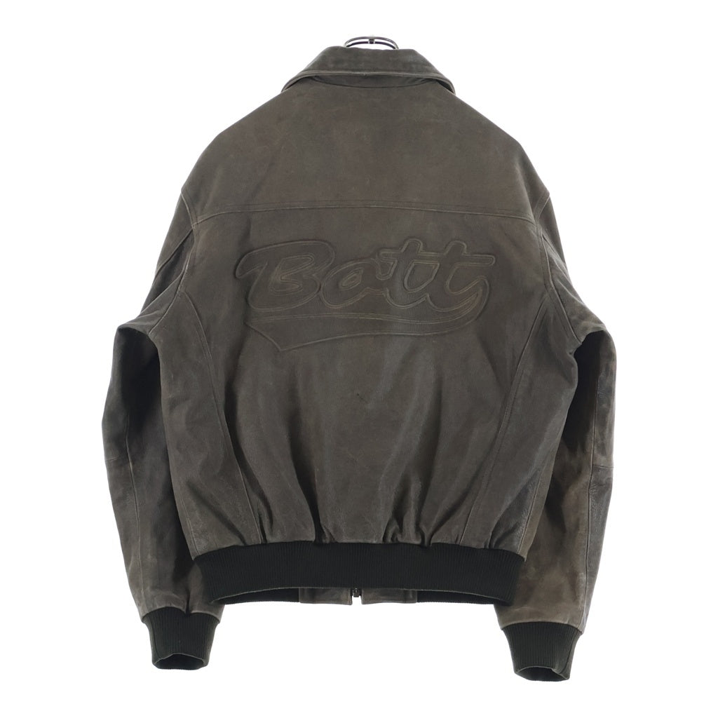 BoTT(ボット) Script Logo Cracked Leather Jacket カウレザー レザージャケット ブラウン 253BoTT14