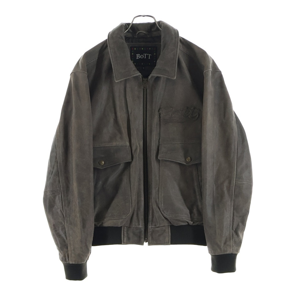 BoTT(ボット) Script Logo Cracked Leather Jacket カウレザー レザージャケット ブラウン 253BoTT14
