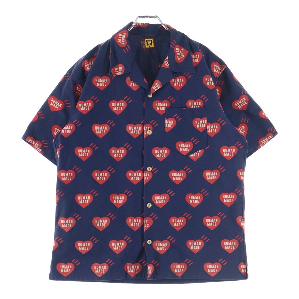 HUMAN MADE(ヒューマンメイド) 22SS HEART ALOHA SHIRT ハート コットン アロハシャツ ネイビー HM23SH012