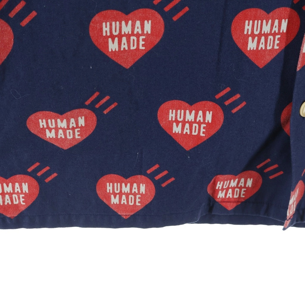 HUMAN MADE(ヒューマンメイド) 22SS HEART ALOHA SHIRT ハート コットン アロハシャツ ネイビー HM23SH012