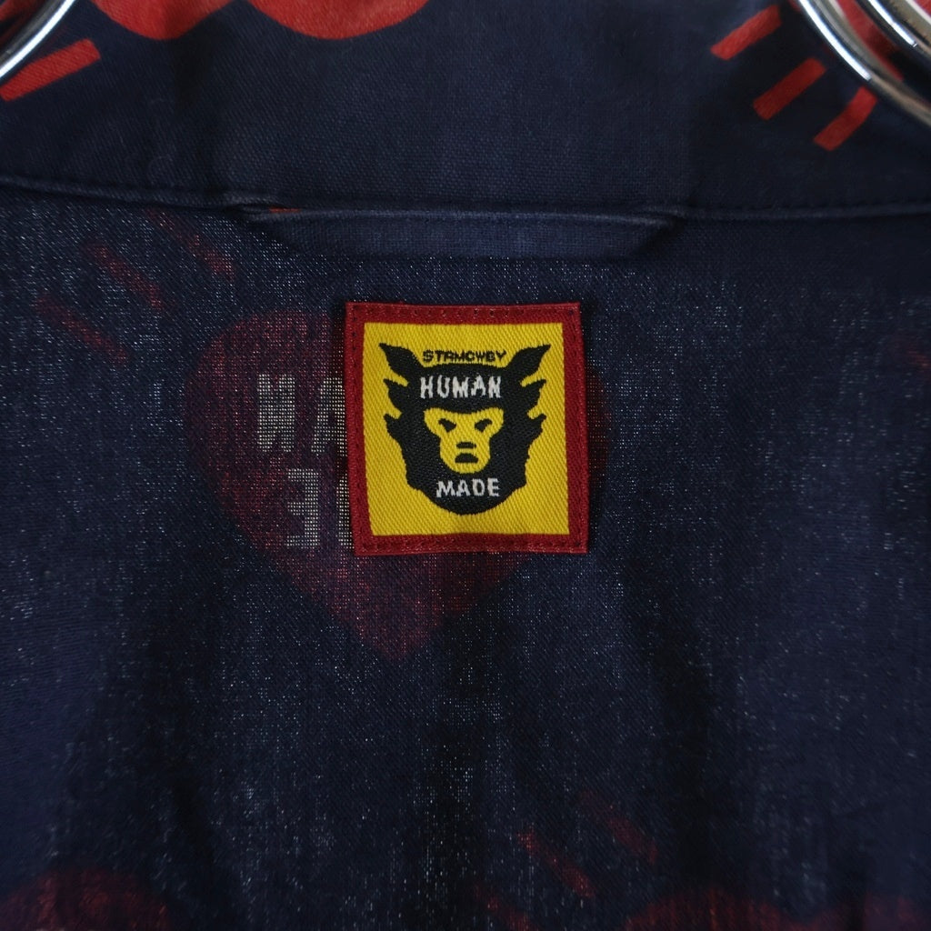 HUMAN MADE(ヒューマンメイド) 22SS HEART ALOHA SHIRT ハート コットン アロハシャツ ネイビー HM23SH012