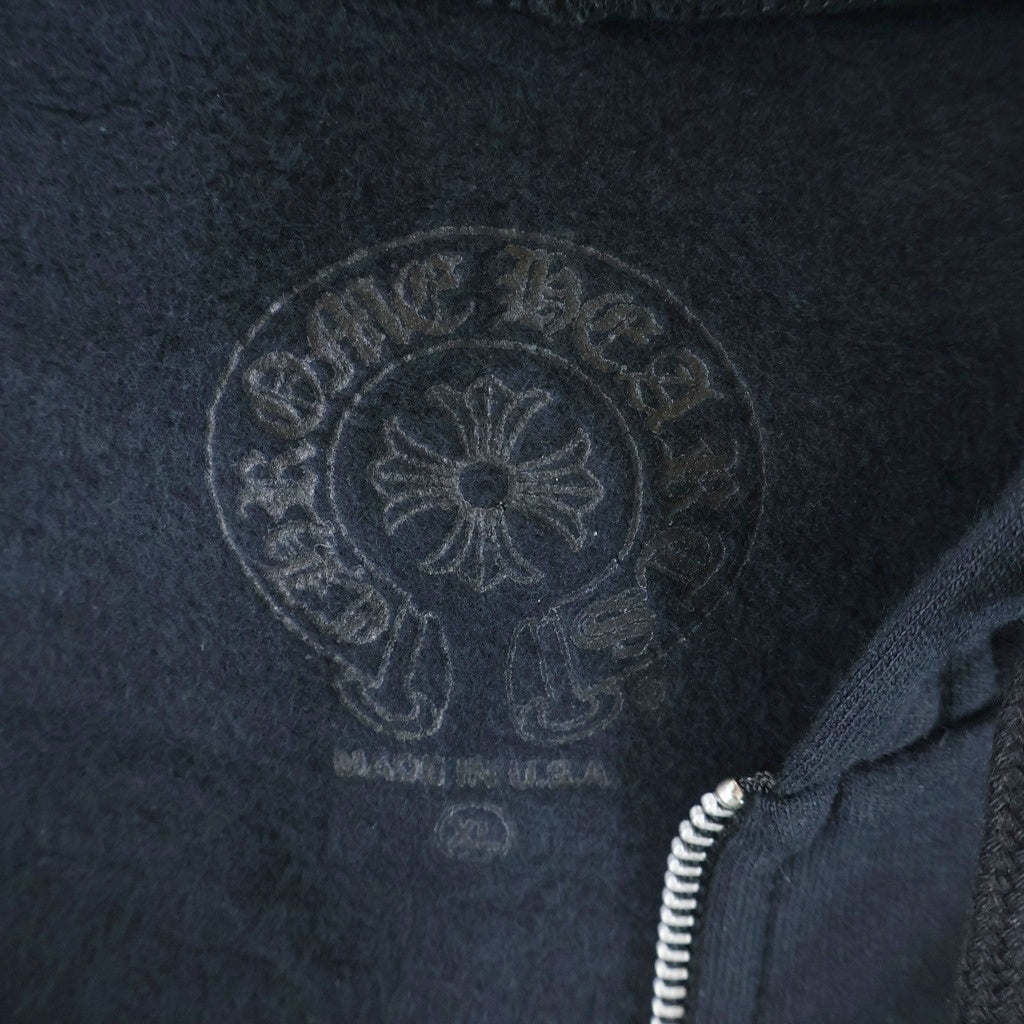 CHROME HEARTS(クロムハーツ) VERTICAL LOGO SWTSHRT HD ZIP バーティカルロゴ 袖英字プリント ダガージップパーカー フーディー ブラック/カーキ