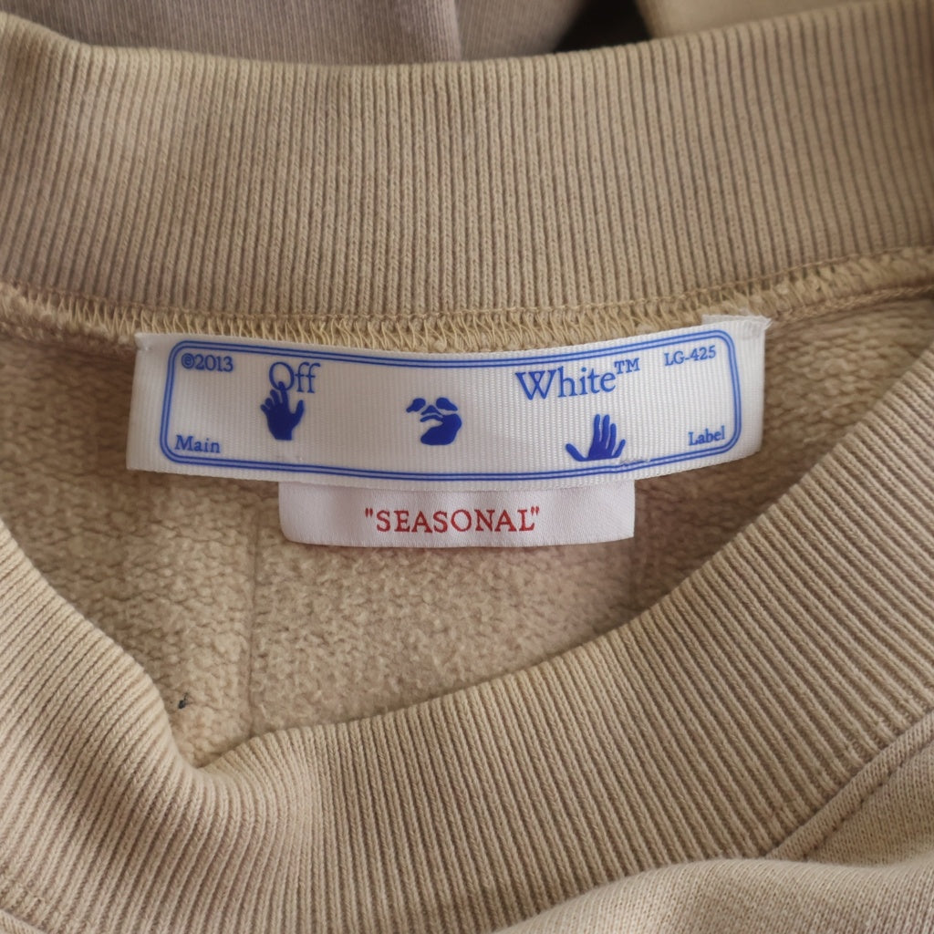 OFF-WHITE(オフホワイト) Laundry Logos Skate Crewneck クルーネック スウェット フロントロゴ ベージュ OMBA056S22FLE001