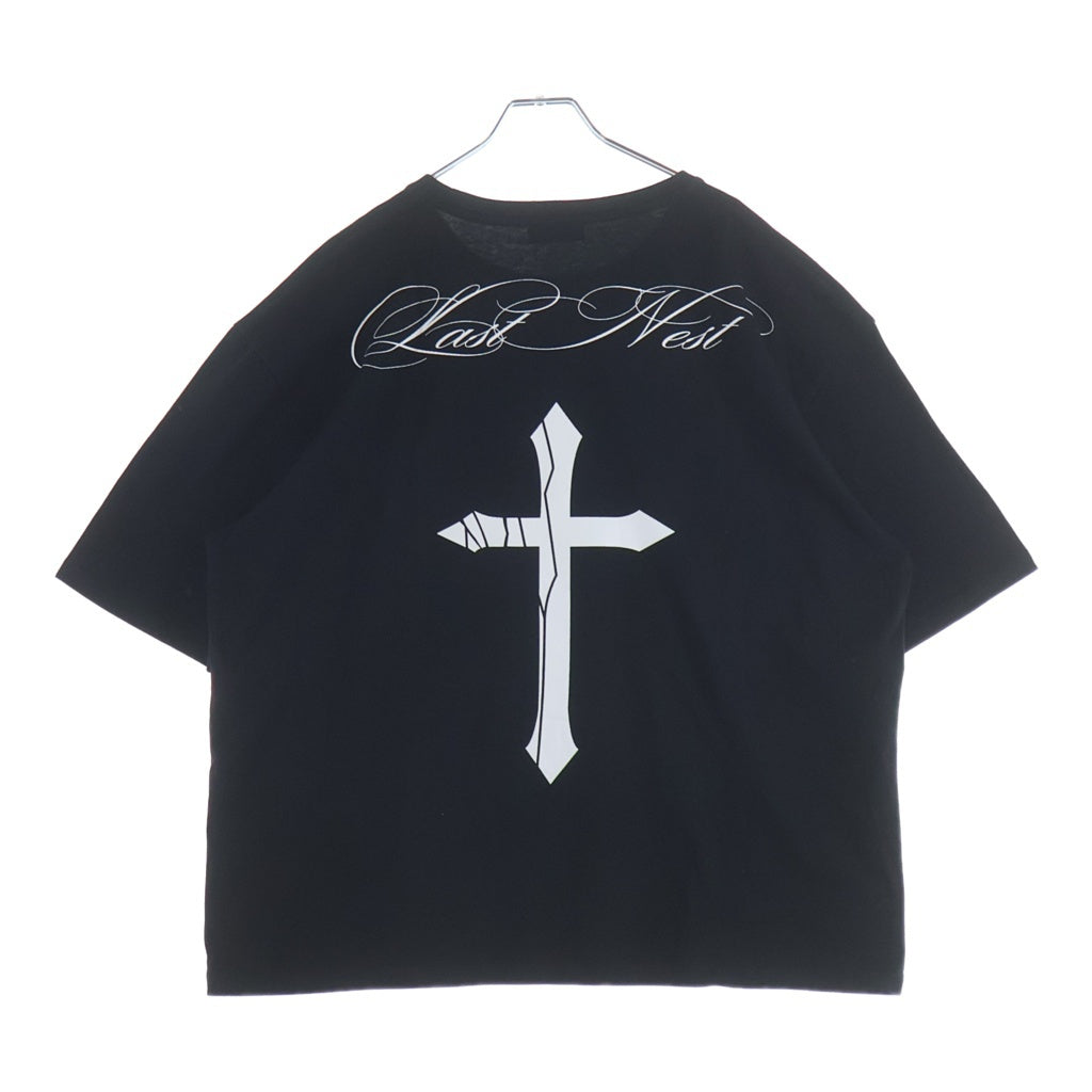 LAST NEST(ラスト ネスト) 26SS CRACKED CROSS LOGO T-SHIRT バック クロスロゴ 半袖カットソー ブラック