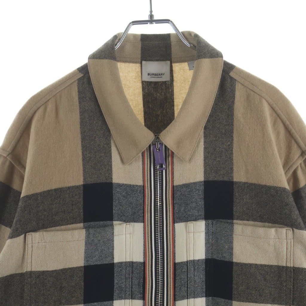 BURBERRY(バーバリー) 22SS Exaggerated Check Overshirt ノバチェック ジップアップ シャツジャケット ベージュ 8050135
