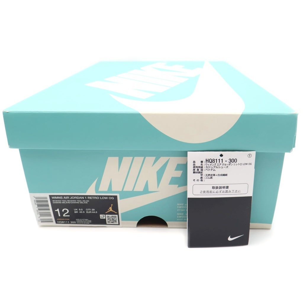 NIKE(ナイキ) WMNS AIR JORDAN 1 RETRO LOW OG WASHED TEAL HQ8111-300 ウィメンズ エアジョーダン1 ウォッシュドティール ローカットスニーカー US12/29cm ブルー レディース