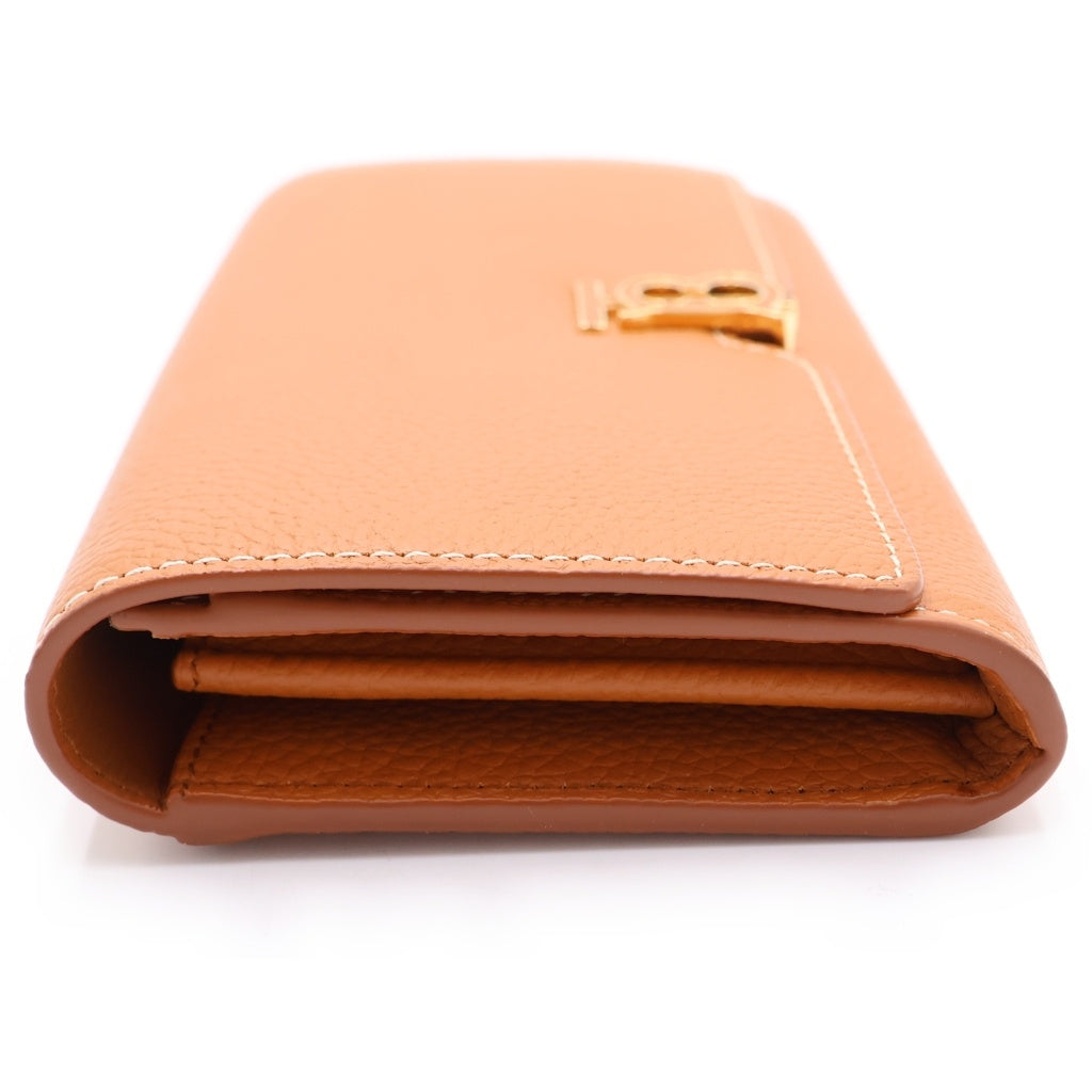 BURBERRY(バーバリー) TBロゴ スナップボタン フラップ ロングウォレット 長財布 レザー ブラウン 8049214 レディース