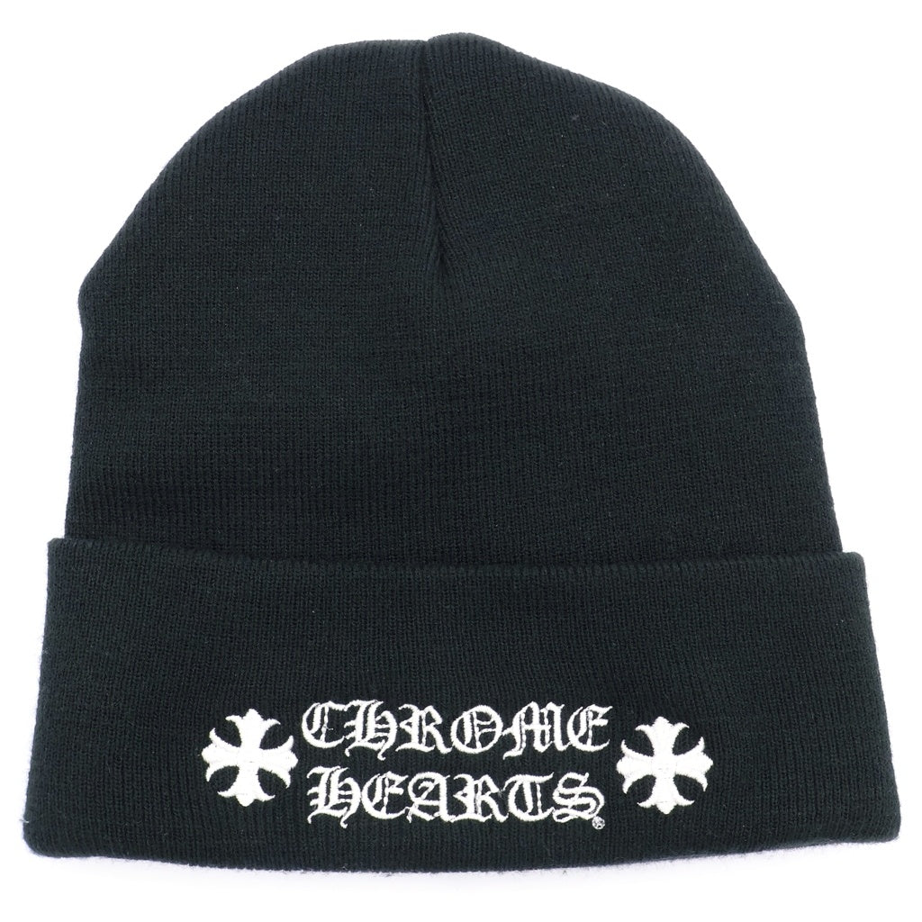CHROME HEARTS(クロムハーツ) WATCH CAP ワッチキャップ ロゴ刺繍 アクリルビーニー ニットキャップ 帽子 ブラック