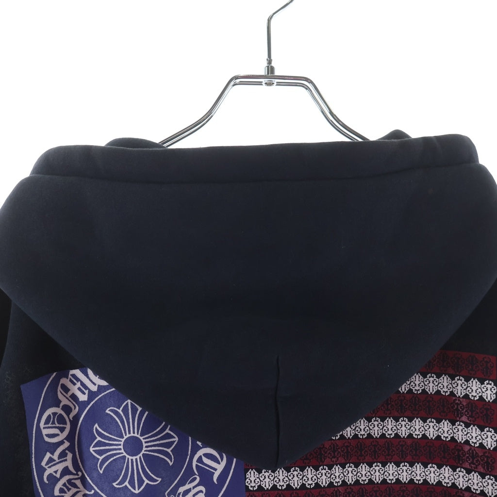 CHROME HEARTS(クロムハーツ) OLD SWTSHRT HD ZIP オールド アメリカンフラッグ 星条旗 ホースシュープリント 裏地サーマル ジップアップパーカー ブラック