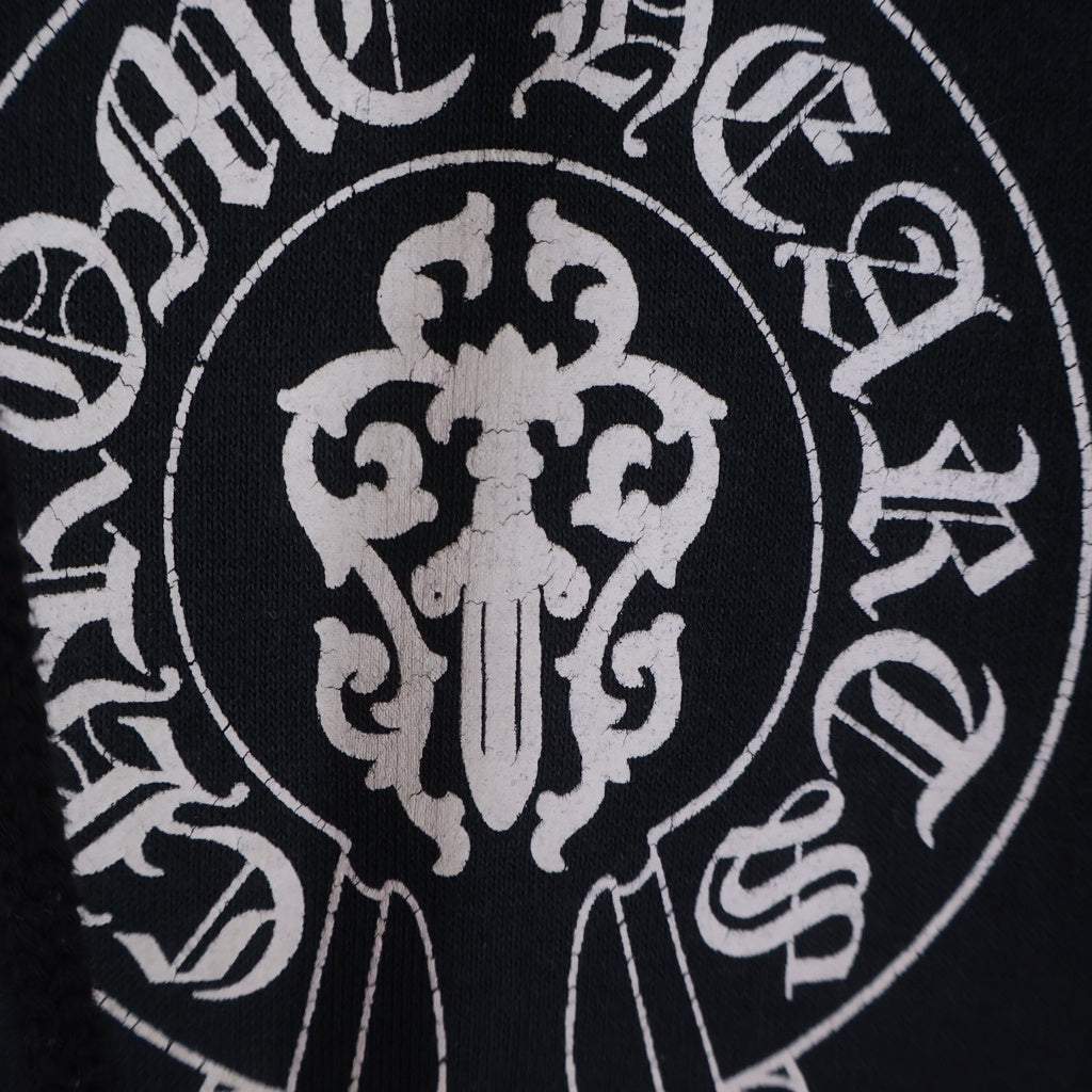 CHROME HEARTS(クロムハーツ) OLD SWTSHRT HD ZIP オールド アメリカンフラッグ 星条旗 ホースシュープリント 裏地サーマル ジップアップパーカー ブラック