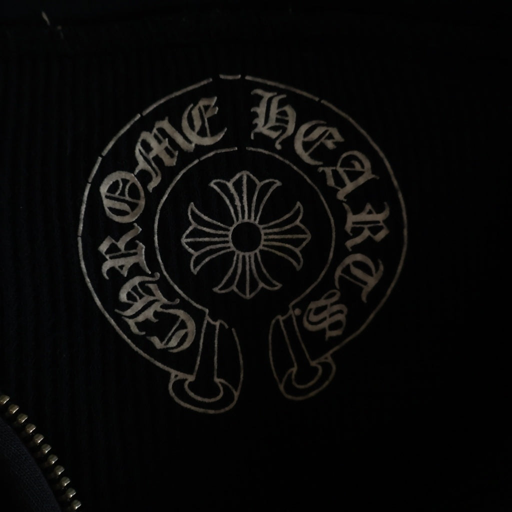 CHROME HEARTS(クロムハーツ) OLD SWTSHRT HD ZIP オールド アメリカンフラッグ 星条旗 ホースシュープリント 裏地サーマル ジップアップパーカー ブラック