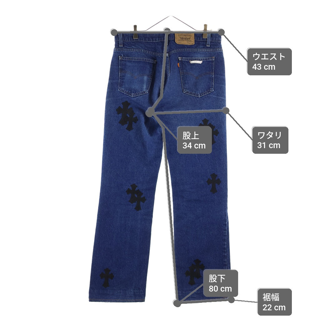 CHROME HEARTS(クロムハーツ) ×Levi's U VNTG JEAN BLU ORNG TAB 517 クロスパッチ付きウォッシュドデニムパンツ