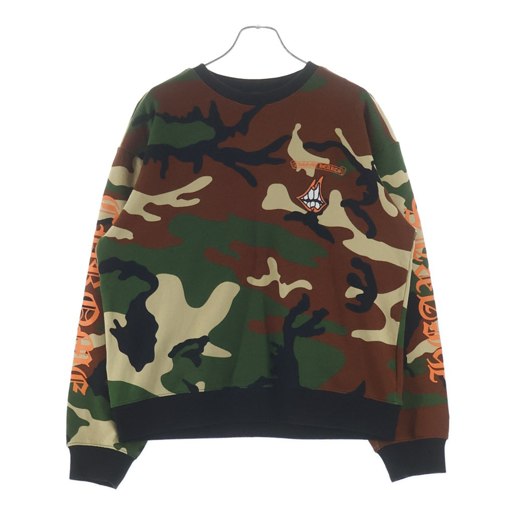 CHROME HEARTS(クロムハーツ) ×MATTY BOY PPO CAUTION CREW マッティボーイ カモフラ総柄 チョンパープリント クルーネックスウェットトレーナー カーキ