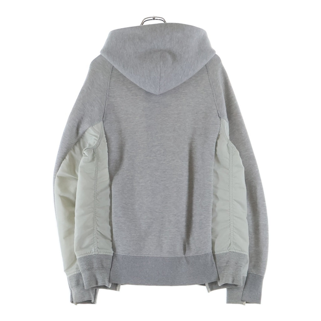 Sacai(サカイ) Sponge Sweat MA-1 Hoodie ナイロン切替 スウェット ジップアップフーディー グレーSCM-045