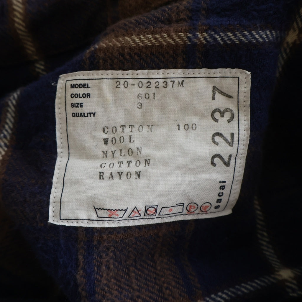 Sacai(サカイ) 20SS レイヤードチェック フランネル長袖シャツ マルチカラー 20-02237M