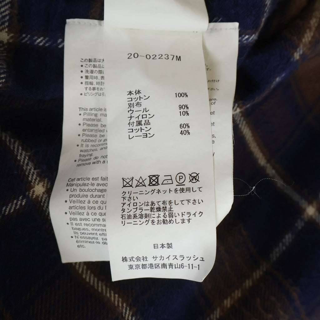 Sacai(サカイ) 20SS レイヤードチェック フランネル長袖シャツ マルチカラー 20-02237M