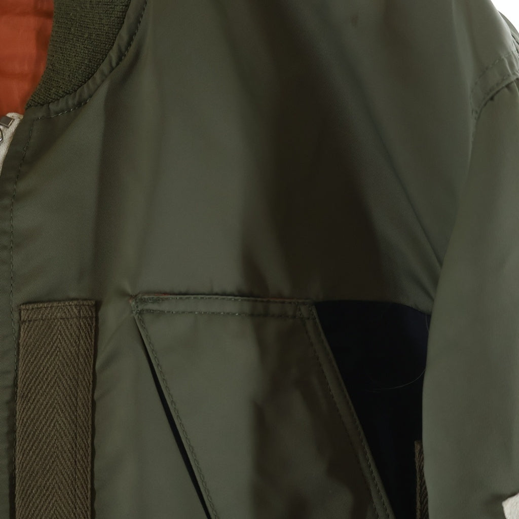Sacai(サカイ) 22SS Nylon Twill Mix Blouson ナイロンツイルミックスブルゾン ドッキング MA-1 フライトジャケット カーキ/ネイビー 22-02708M