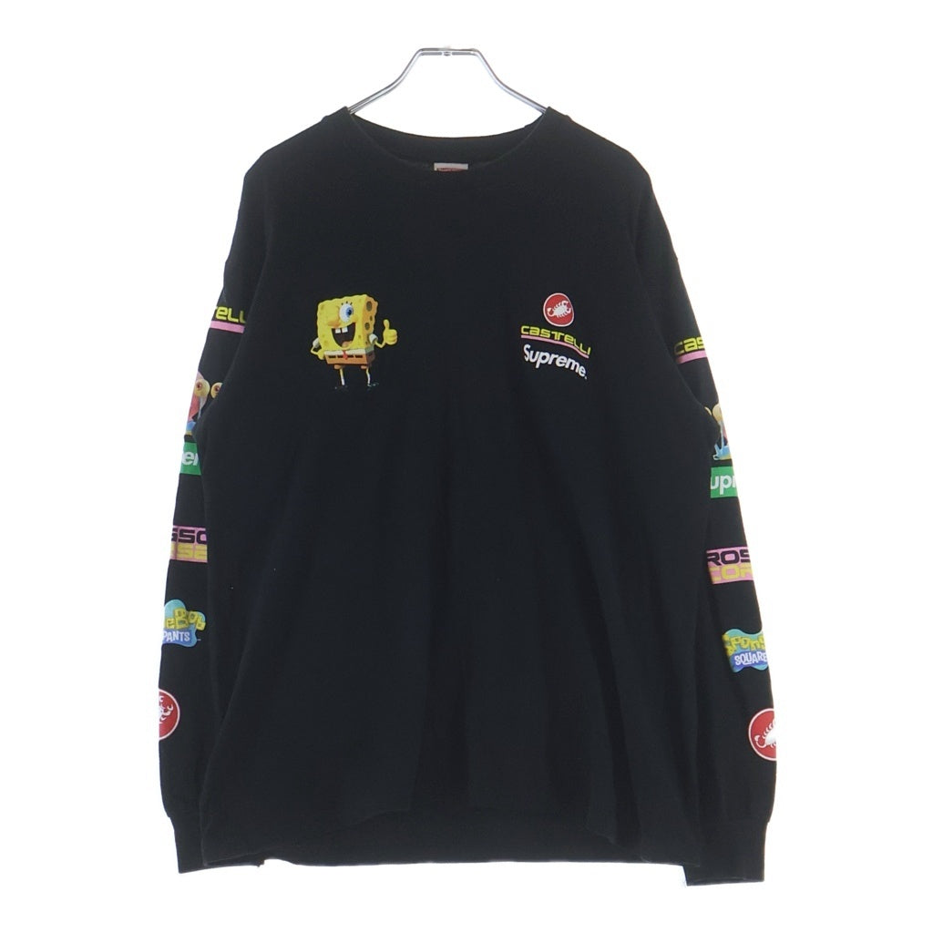 SUPREME(シュプリーム) 25SS×SpongeBob Castelli Racing L/S Tee スポンジボブ カステリ レーシング エルエス 長袖Tシャツ ロングスリーブカットソー ブラック