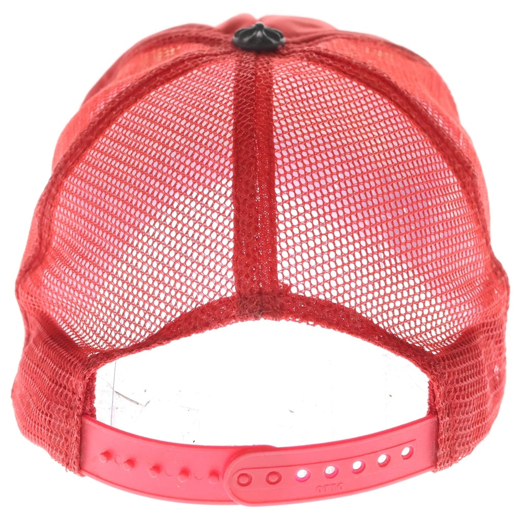 CHROME HEARTS(クロムハーツ) OLD TRUCKER CAP レザーパッチトラッカー FUCKレザーパッチクロスボール付メッシュキャップ レッド