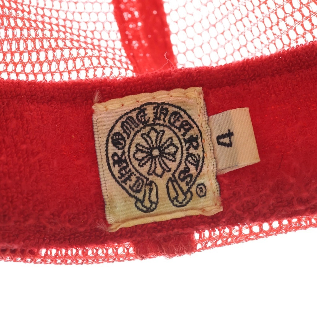 CHROME HEARTS(クロムハーツ) OLD TRUCKER CAP レザーパッチトラッカー FUCKレザーパッチクロスボール付メッシュキャップ レッド